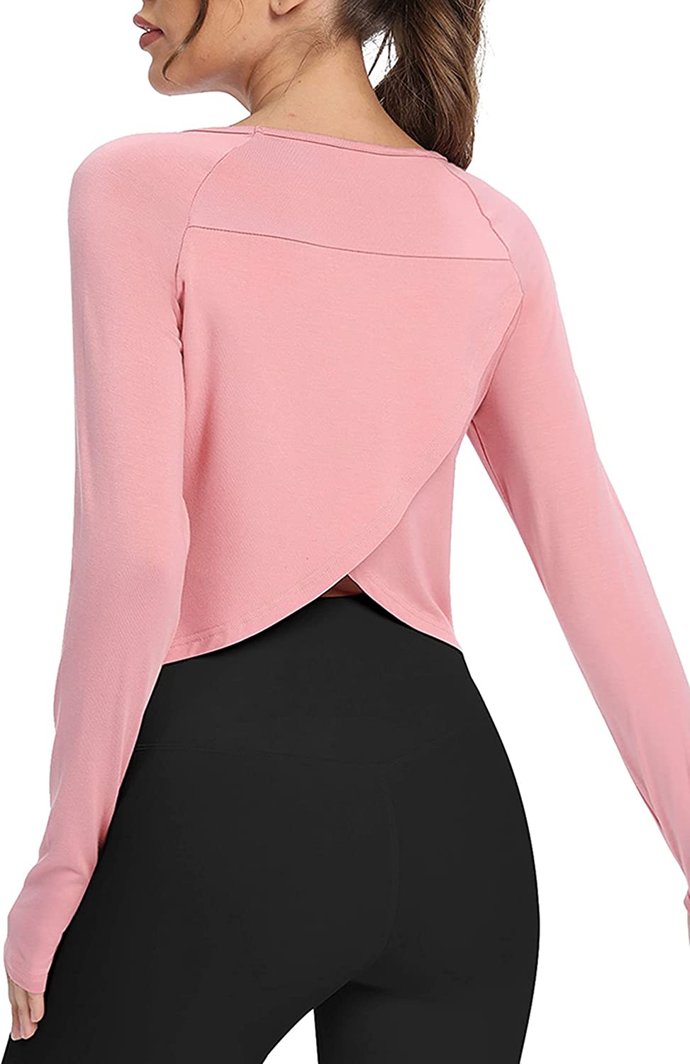 Bestisun Long Sleeve Cropped Tops Athletic Workout Athletic Yoga Gym Crop Tops for Women - Image 3